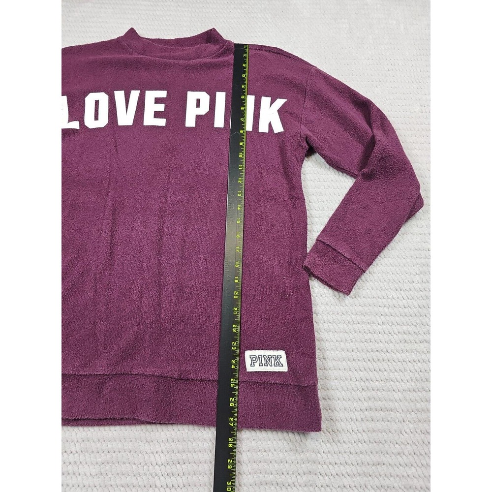 Victorias Secret Pink Sweatshirt Womens XS Oversized Mock Neck Terry Cloth - Picture 2 of 6